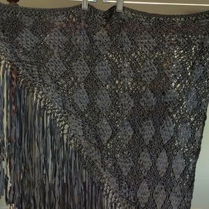 HARARI of Beverly Hills HAND-KNOTTED Silk Ribbon Macrame Shawl/Sarong - NWT